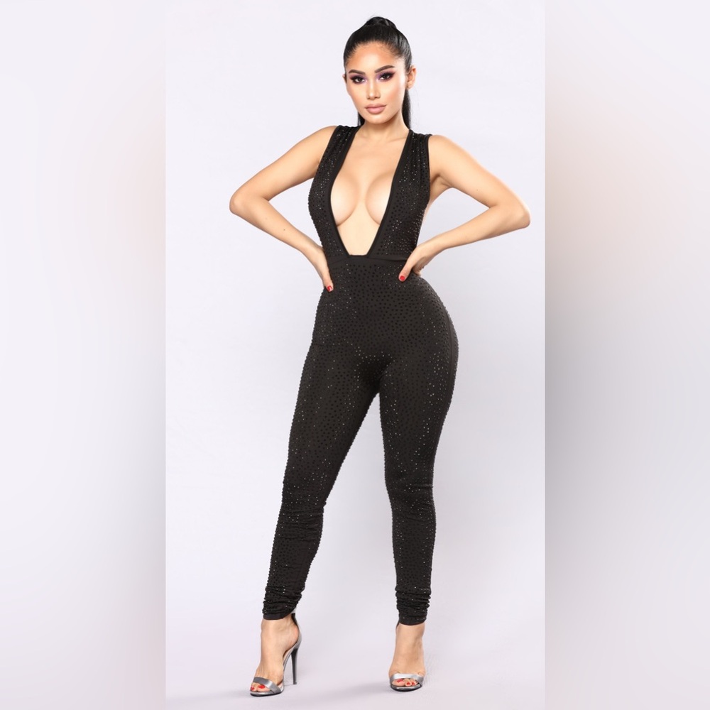 Diamond studded Black Jumpsuit